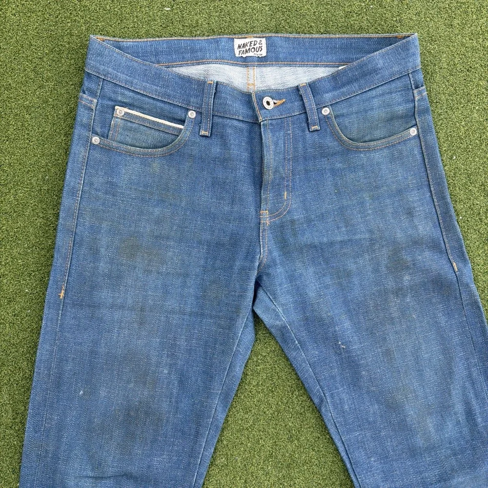 Naked & Famous Jeans Mens 33 Blue Royalcast Selvedge Denim Skinny Guy 016691